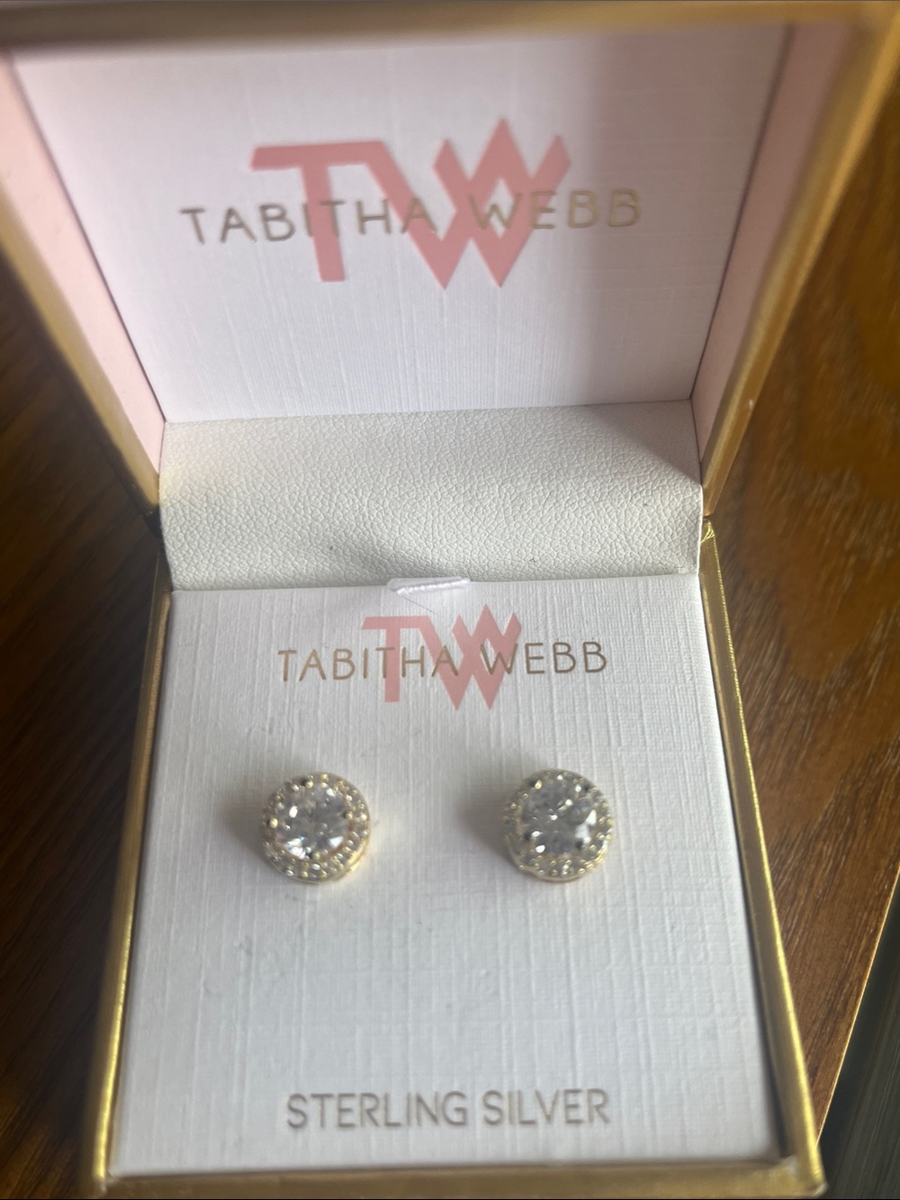 Tabitha Gold Crystal Halo Stud Earrings - Clear Stones